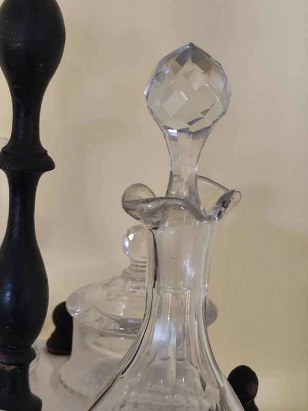 Serviteur de table 1900, 5 récipients pour huile vinaigre condiments  Gien