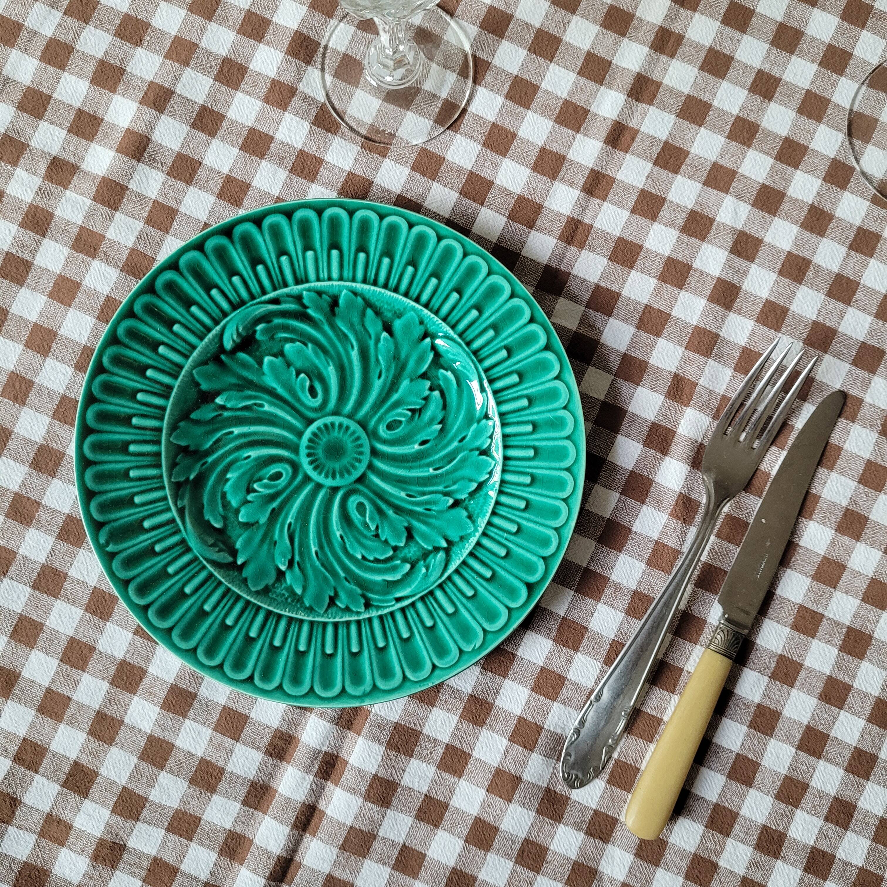 La Redoute x Selency set of 4 green barbotine plates