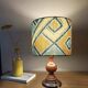 rustic chic turned wooden floor lamp, graphic linen lampshade