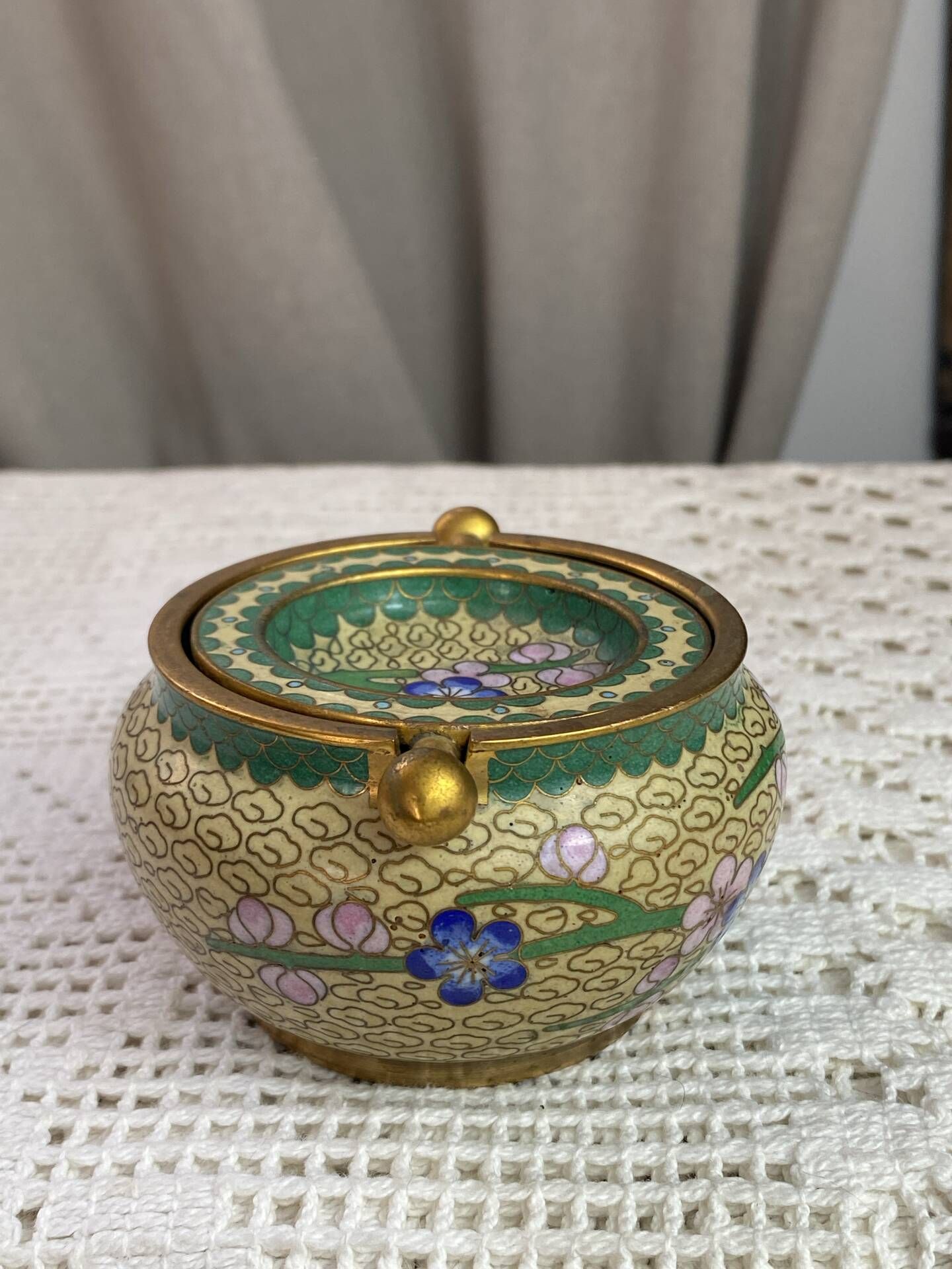 Enamelled brass ashtray