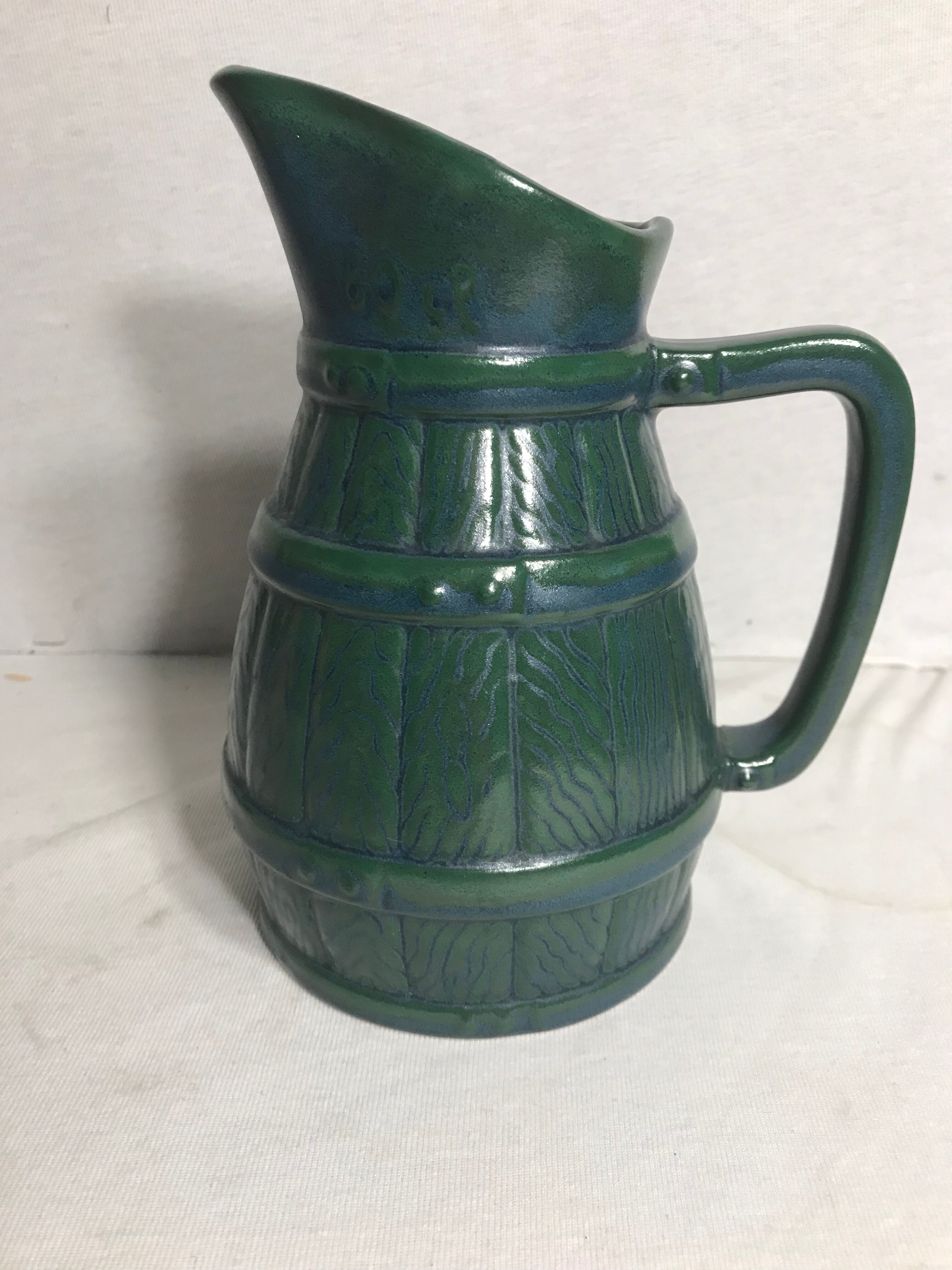 Former pitcher 80cl enamelled ceramic + cove blue green kitchen vintage