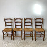 Ensemble de 4 chaises paillées