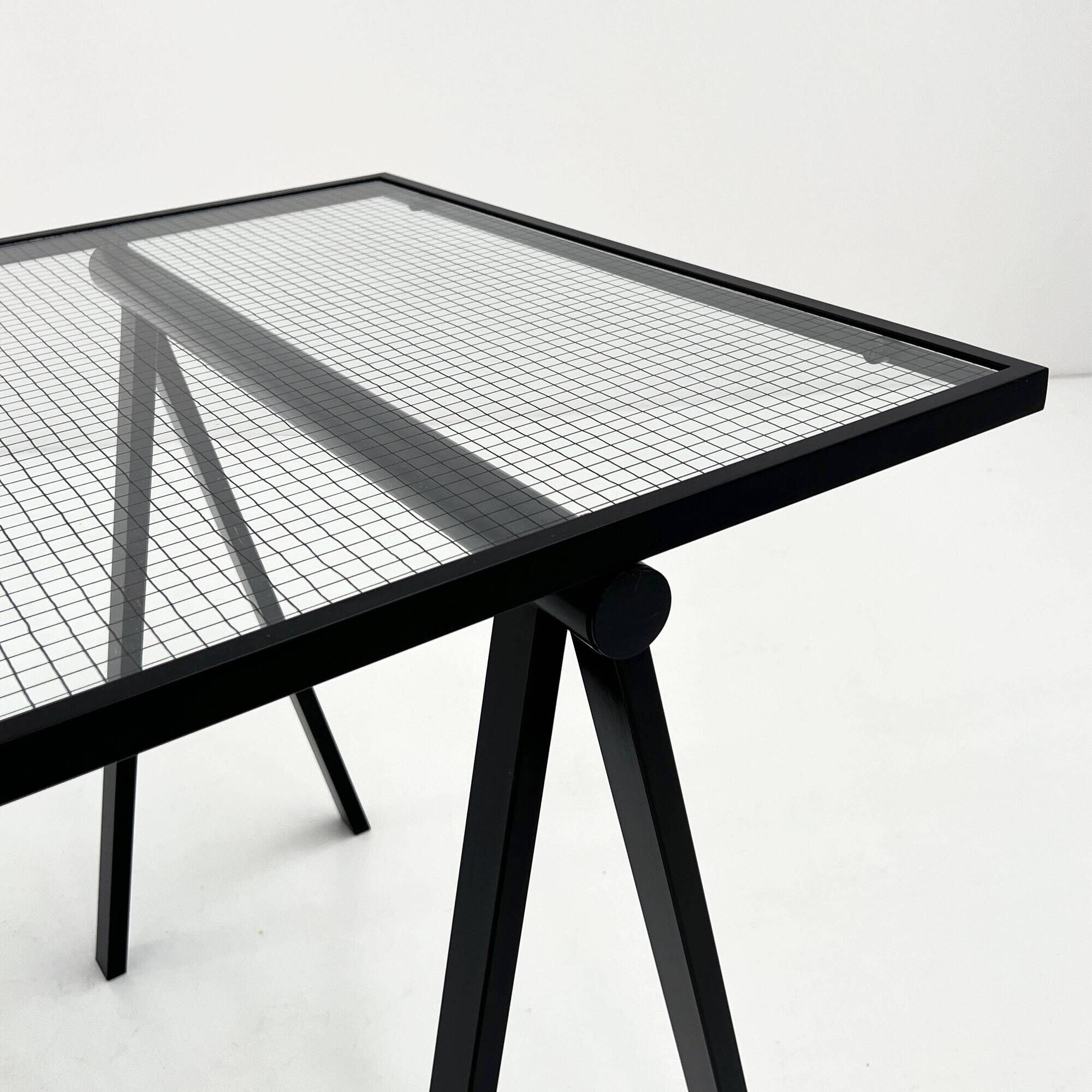 Trestle desk in glass and metal by Rodney Kinsman for Bieffeplast, 80