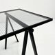 Trestle desk in glass and metal by Rodney Kinsman for Bieffeplast, 80