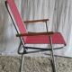 Vintage folding chair in metal and bayadère canvas - 1960s