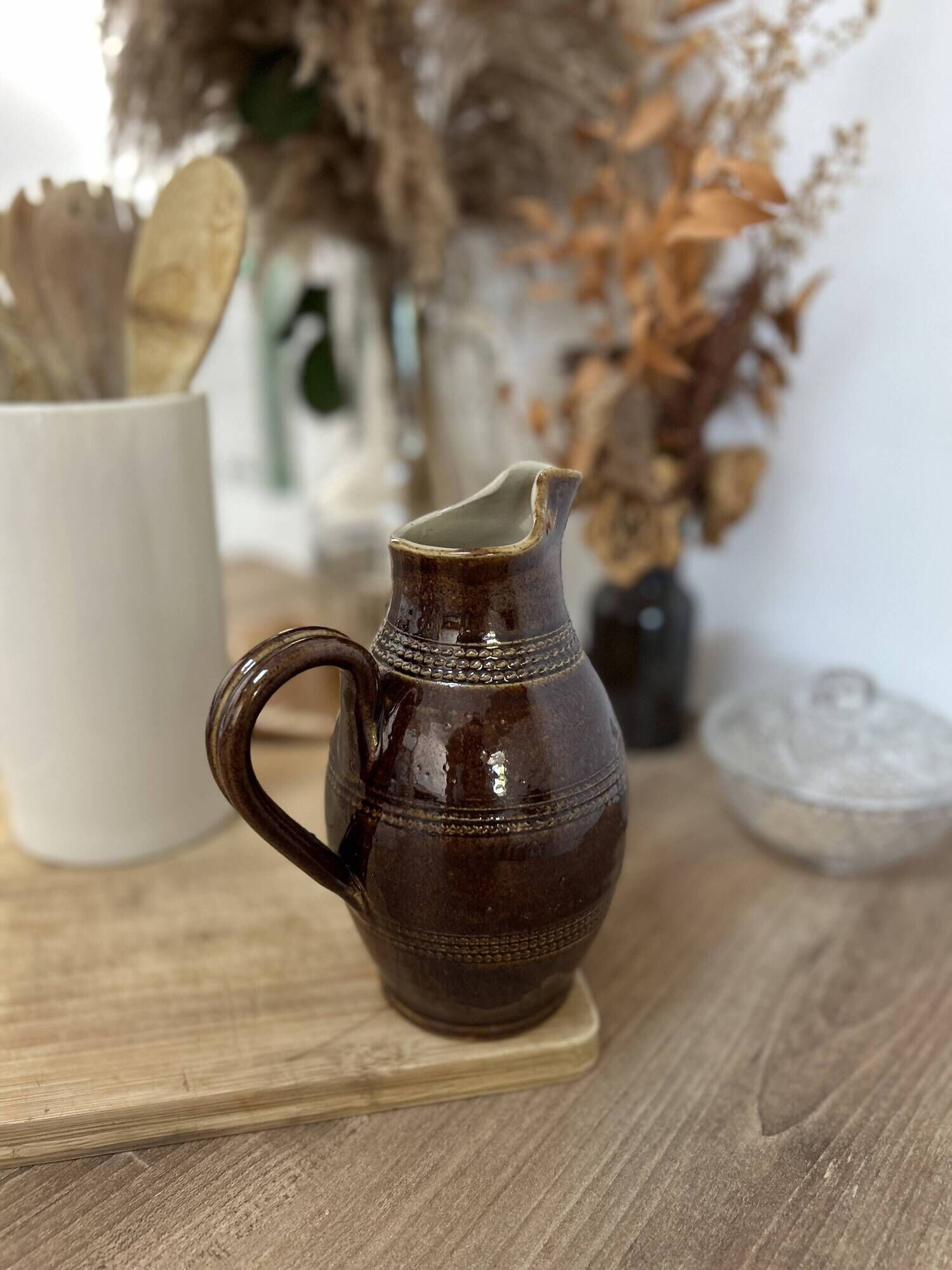 Handmade Pichet Grès du Berry – Made in France – vintage – 17 cm