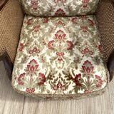 English cane and velvet armchair, Chippendale style