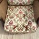Fauteuil anglais cannage et velours , style Chippendale
