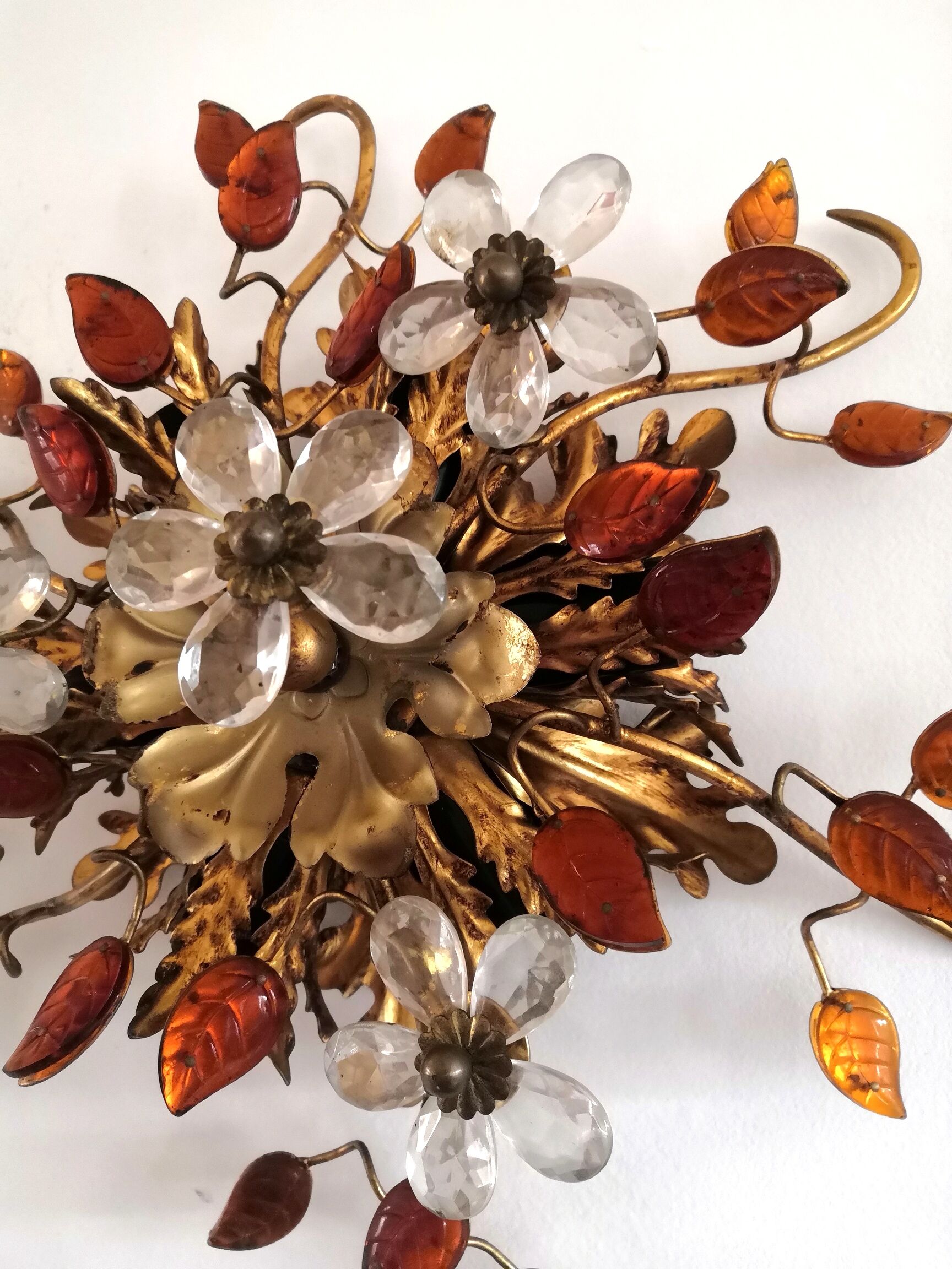 Ceiling lamp or wall lamp Maison Banci gilded metal and Murano glass