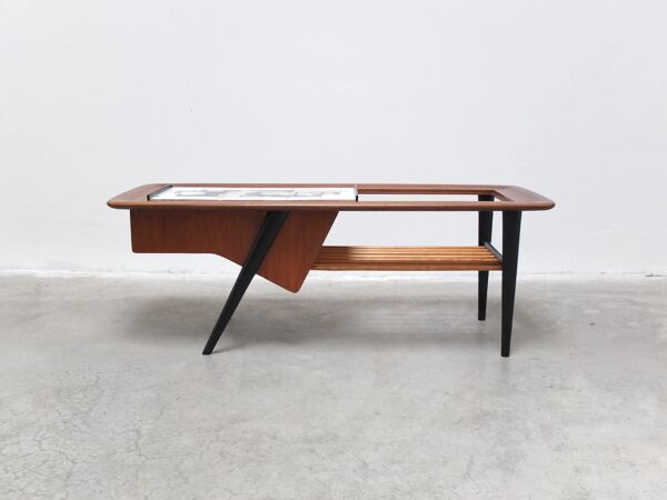 Table basse décorative avec bar par Alfred Hendrickx pour Belform, années 1950.