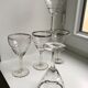 Set of 5 wine glasses in engraved crystal and silver edging 50s