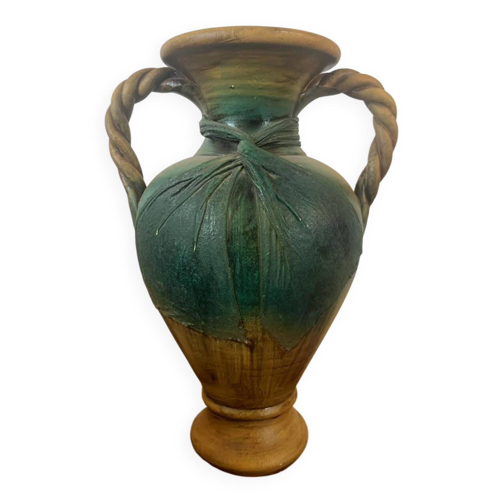 Very large decorative ceramic vase in an antique/Mediterranean style.