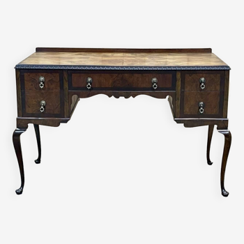 English Chippendale desk in burl walnut from the 1930s