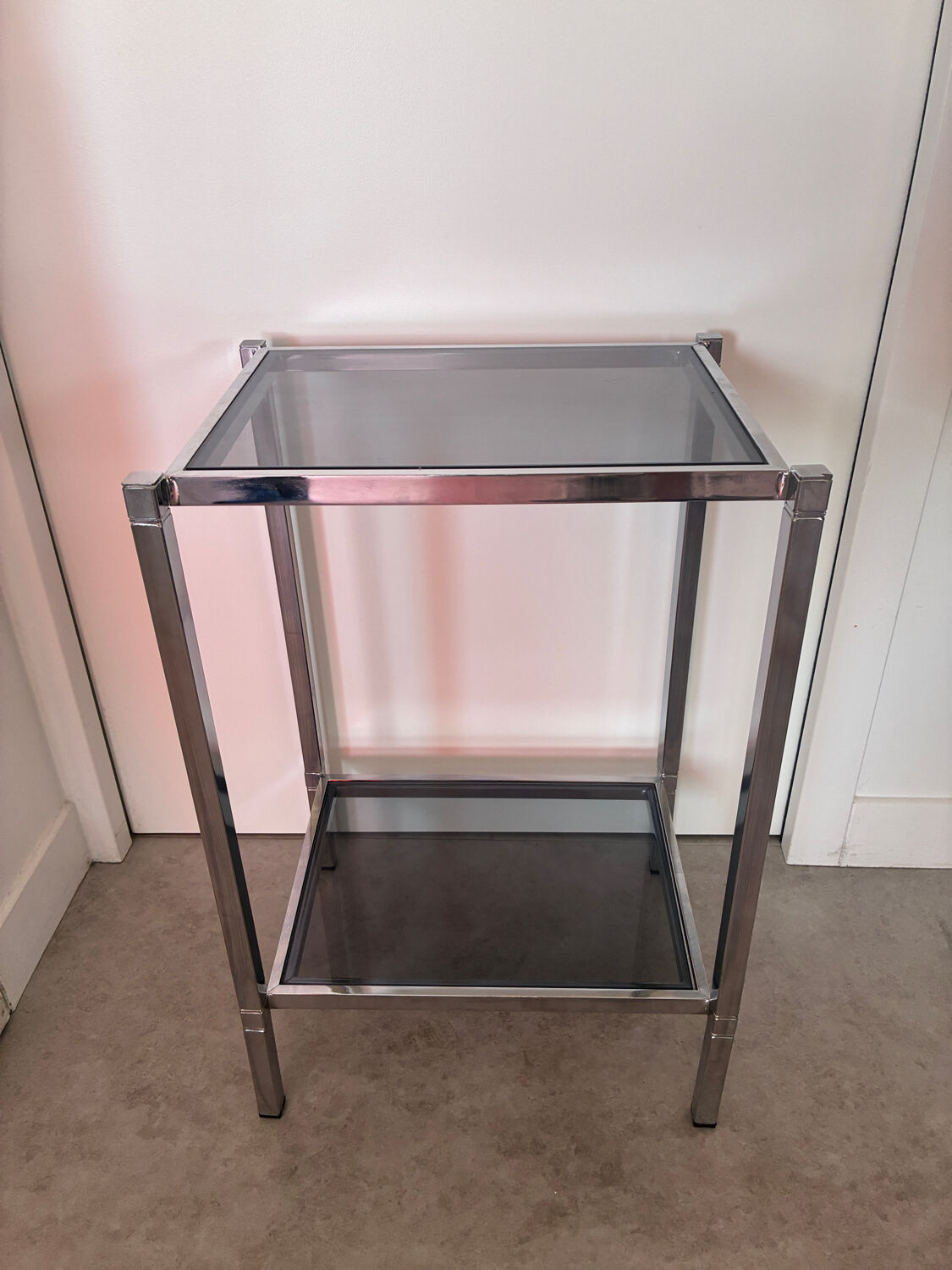 Table d’appoint 1970 chrome/verre