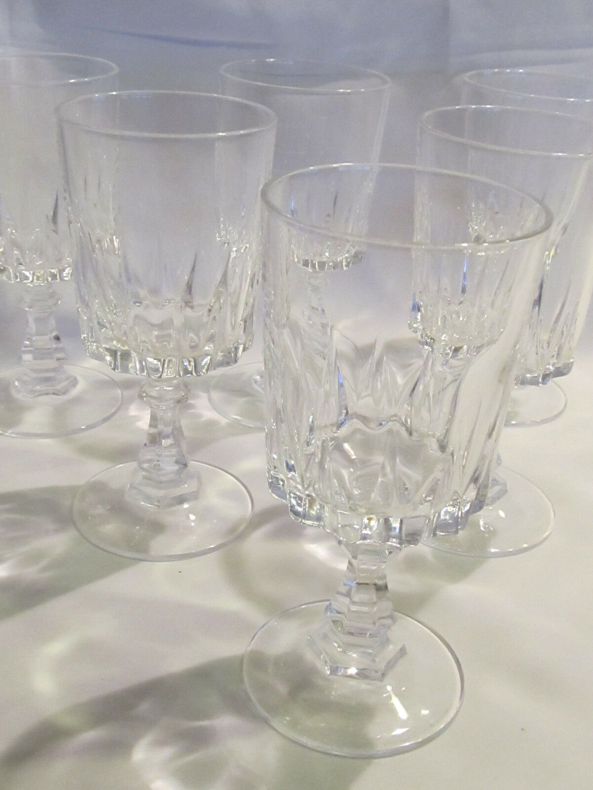 series of six white wine glasses Porto crystal from Arques service Louvre