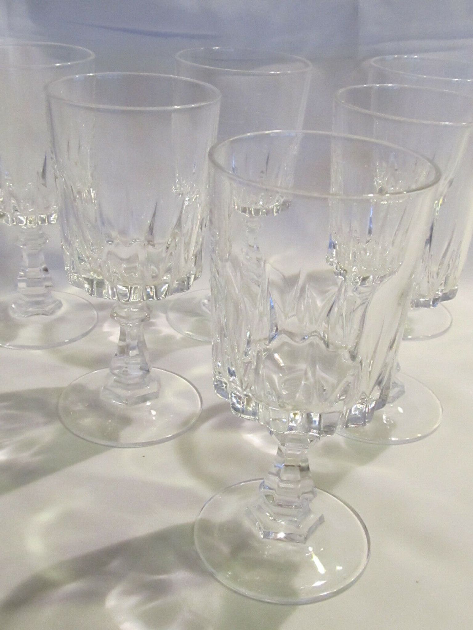 series of six white wine glasses Porto crystal from Arques service Louvre