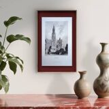 Notre-Dame of Antwerp, old engraving, printed in 1841.