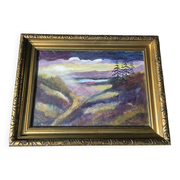 Vintage Moody Impressionist Oil Landscape Painting
