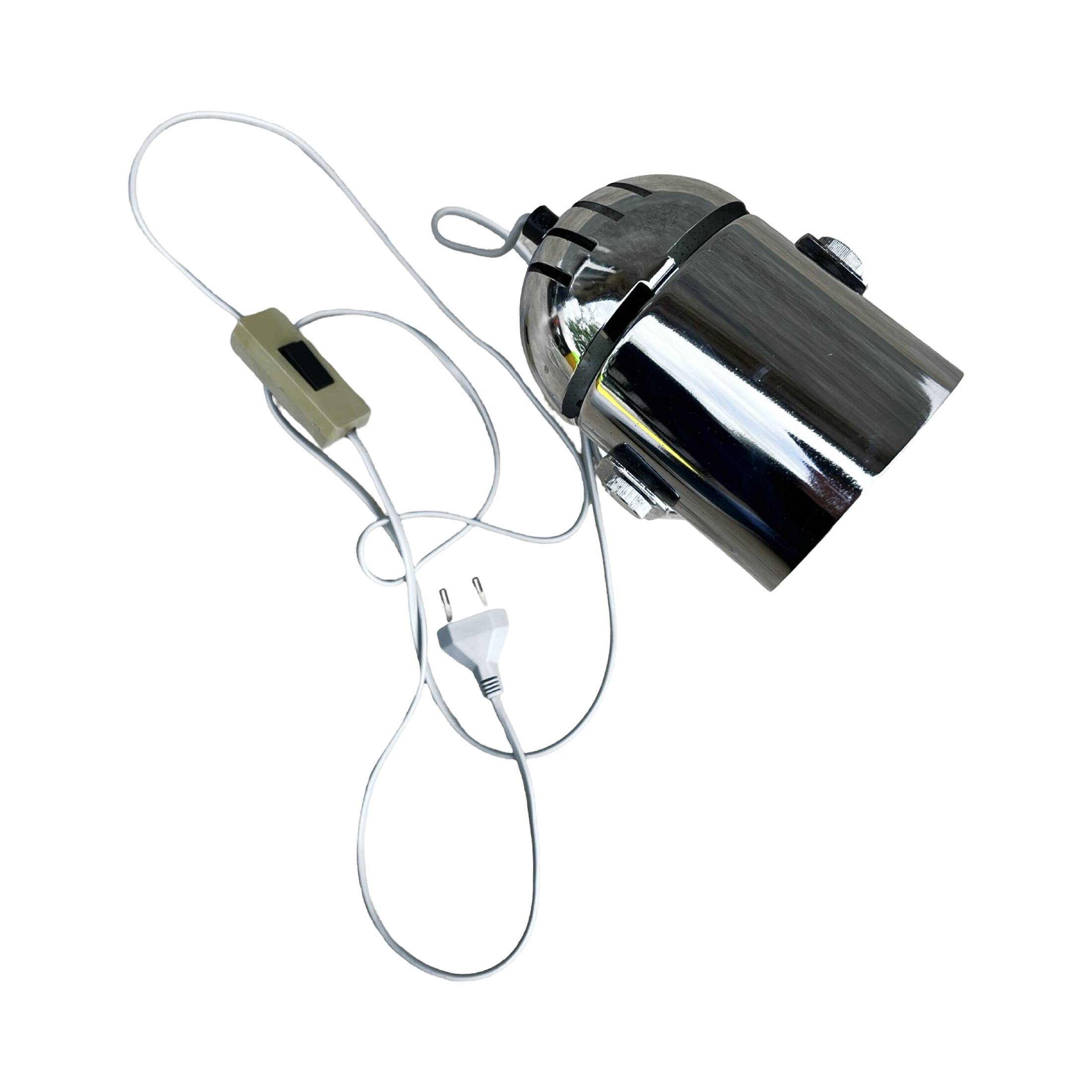 Space age chrome wall lamp, designed by S. Indra, Czechoslovakia, 1970s.