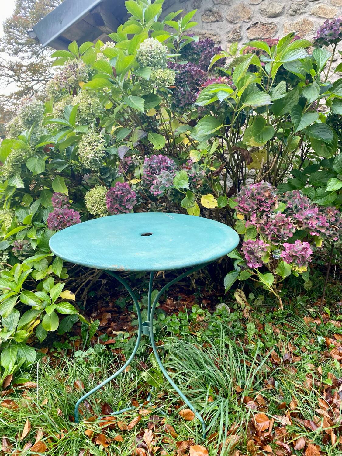 Table de jardin vintage verte