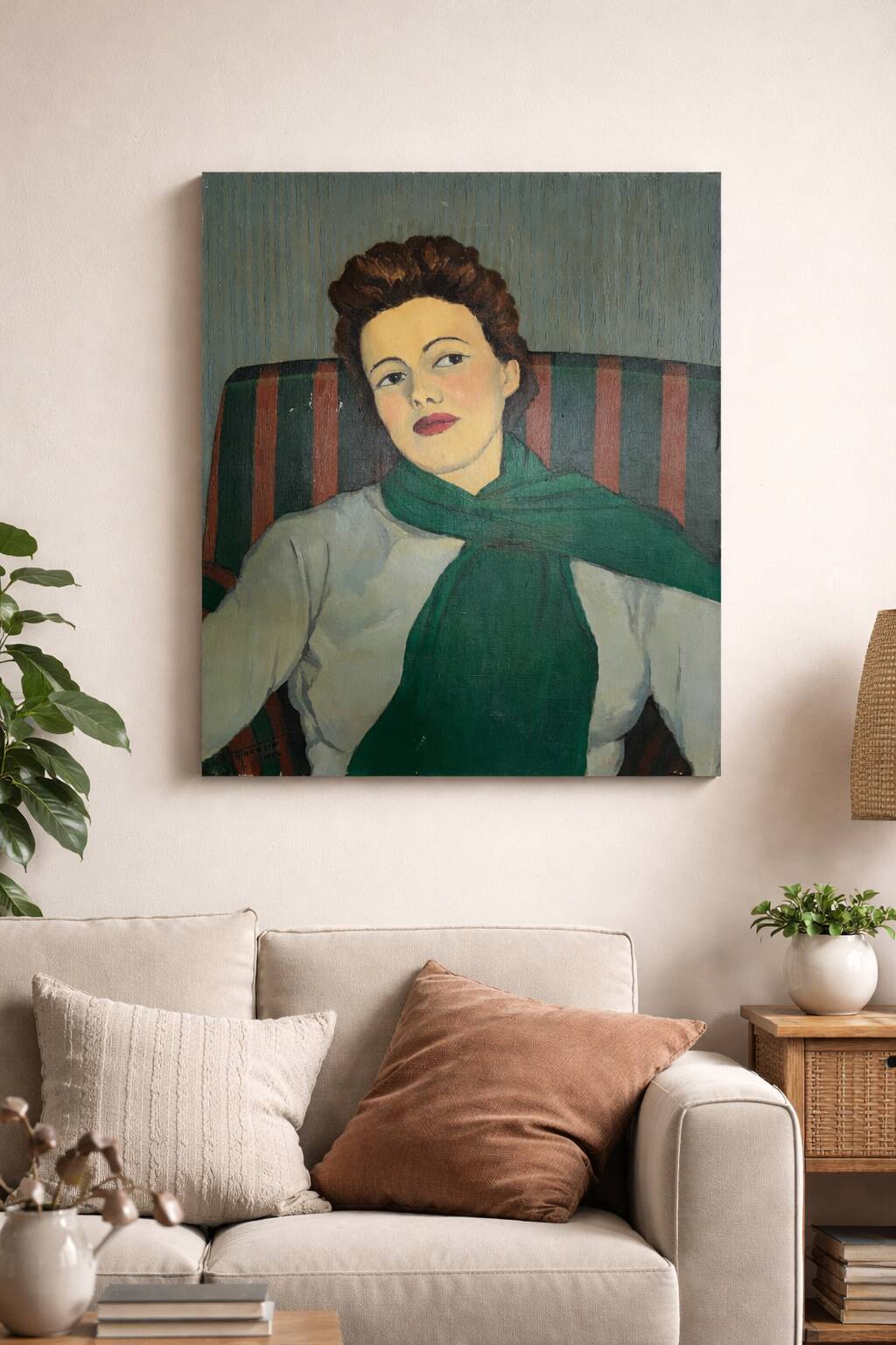 Portrait féminin – Pierre Morosini, 1956 – Huile sur toile, École de Paris