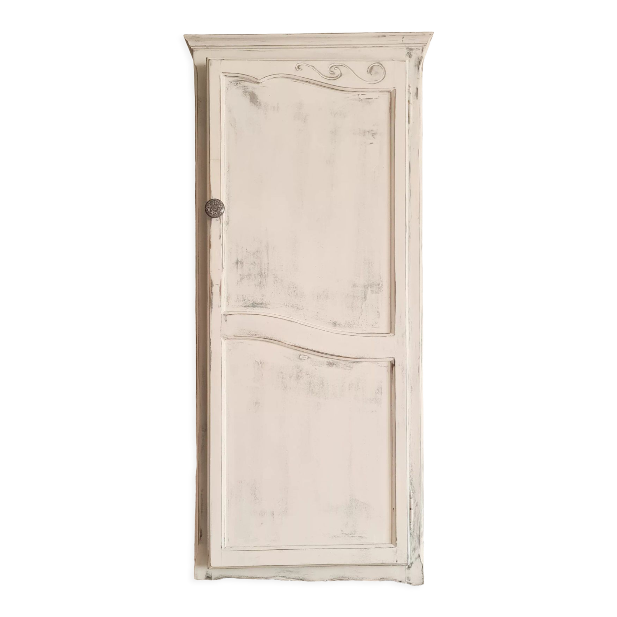 White hosiery cabinet renovated blue interior