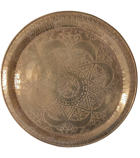 Large Oriental Tea Tray Engraved Hands