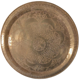 Large Oriental Tea Tray Engraved Hands