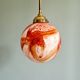 Art Deco pendant light in brass and veined opaline, 1920s-30s