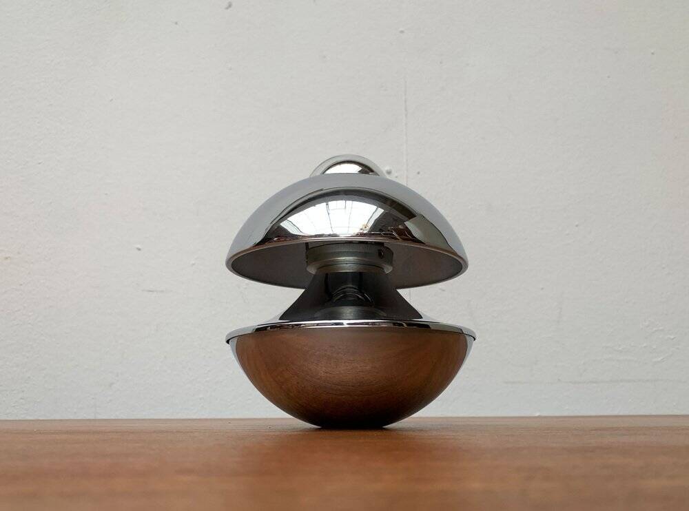 Chrome mushroom table or wall lamp in German mid-century space style by Klaus Hempel for Kaiser Leuchten, 1970s.