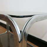 Table basse Space Age en verre fumé et acier chromé, 1970s