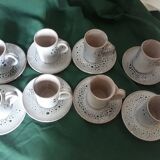 Service à café Vallauris céramique émaillée "fat lava" blanc/marron