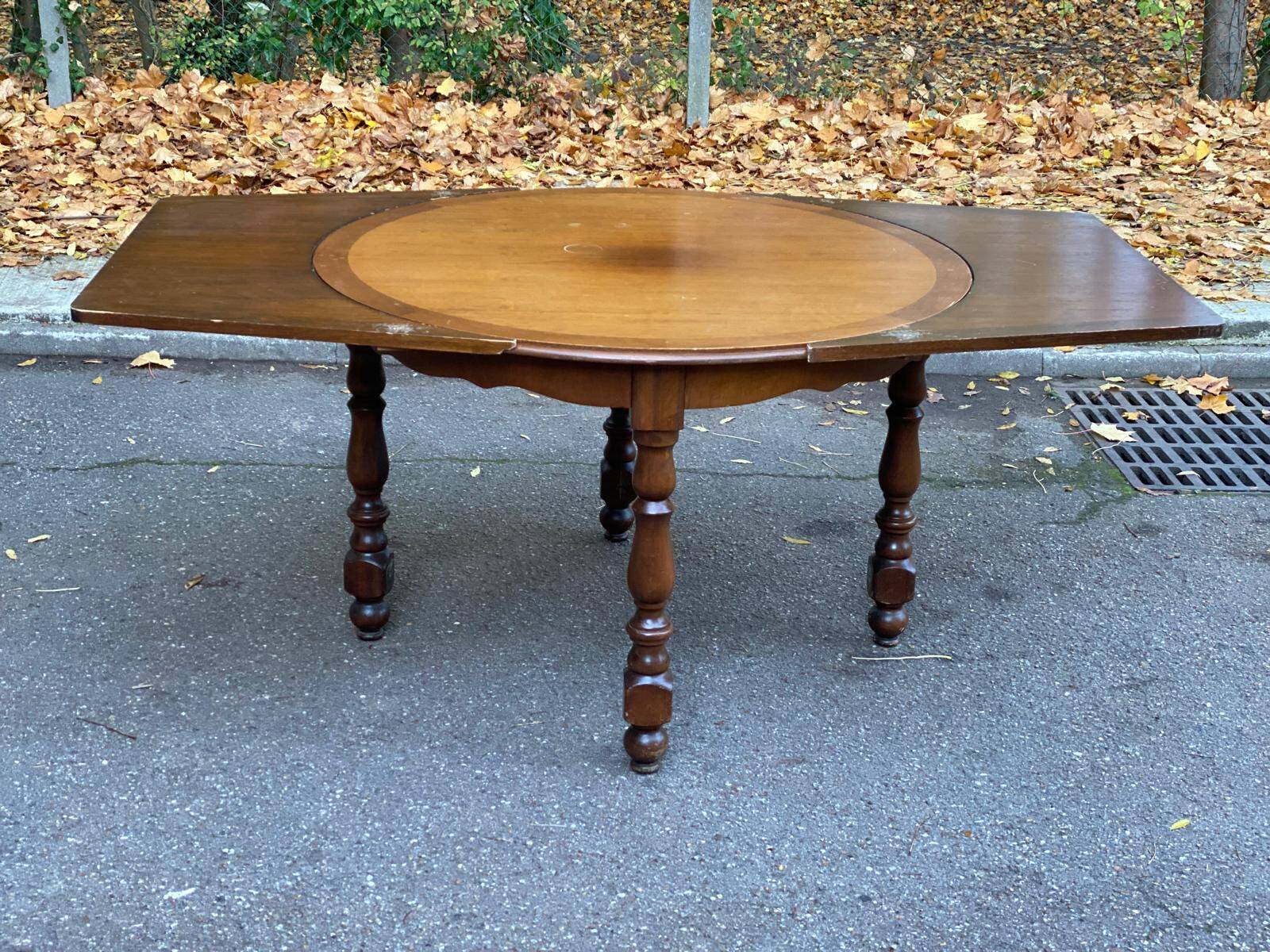 Table à manger de ferme ronde extensible en bois