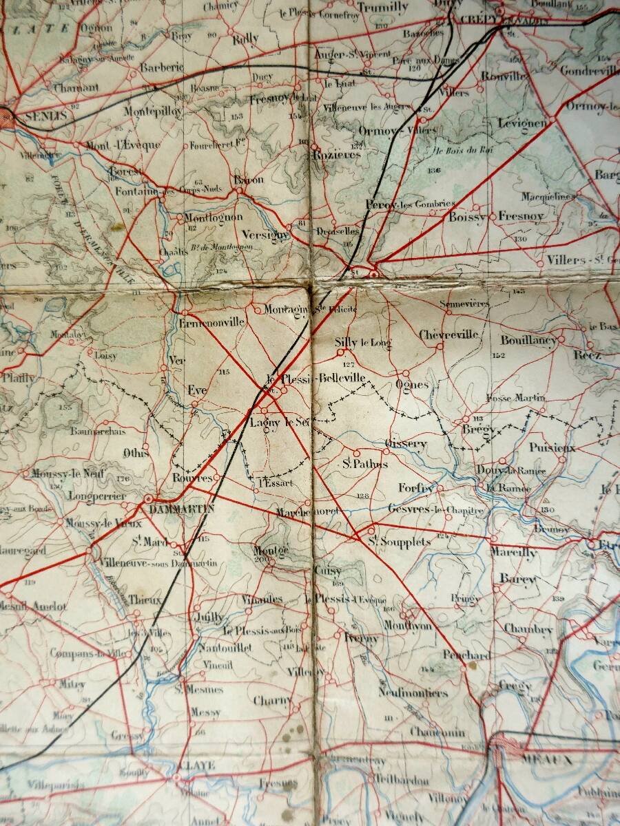 Old Map General Staff 1912 - Paris Beauvais Soissons Montmirail