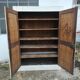 Ancienne armoire parisienne rustique patinée blanche en chêne et sapin