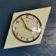 Vintage formica clock silent asymmetrical wall pendulum "Kienzle green"