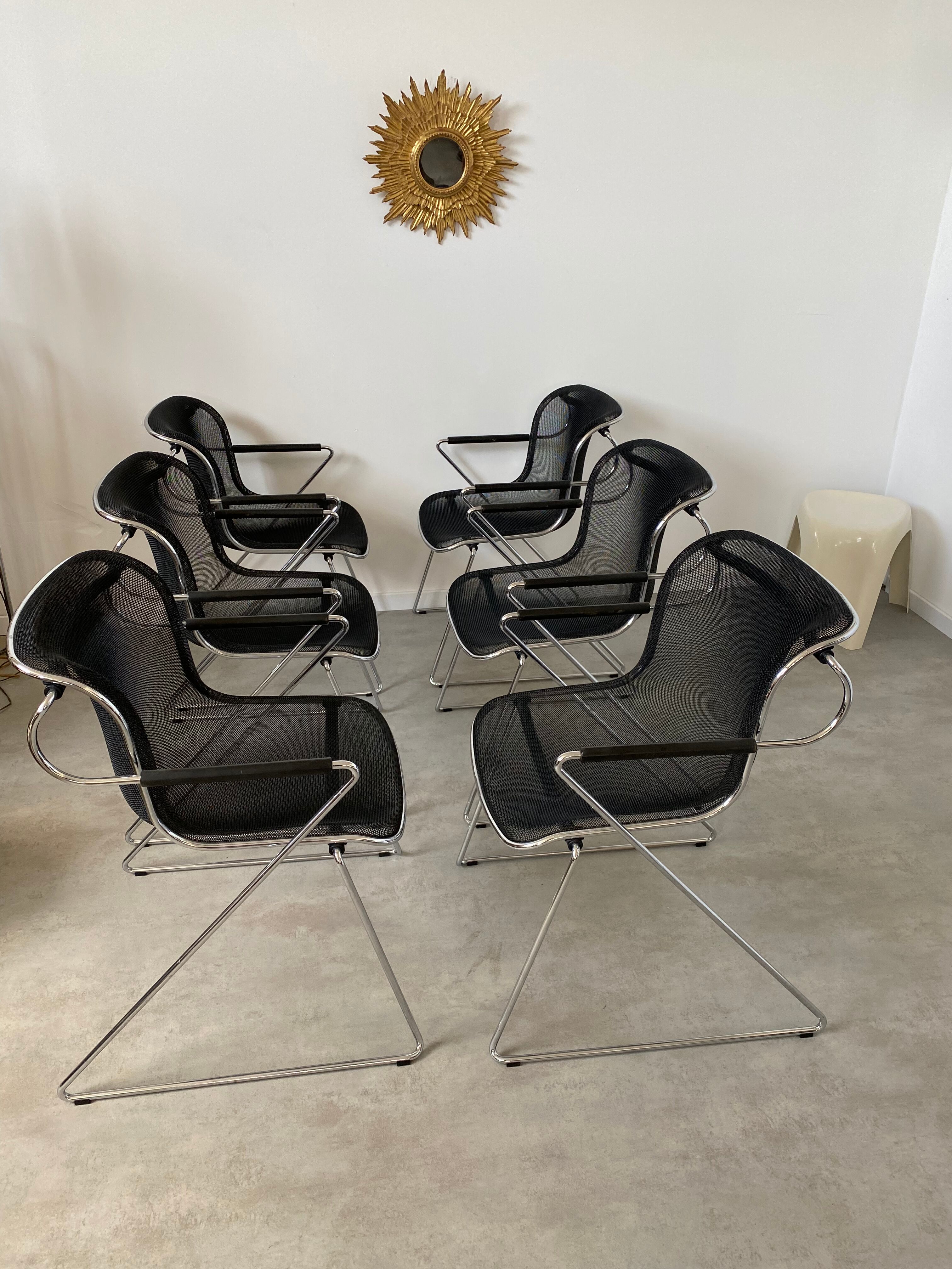 Set of 6 chairs "Penelope" by Charles Pollock for Castelli design year 1980
