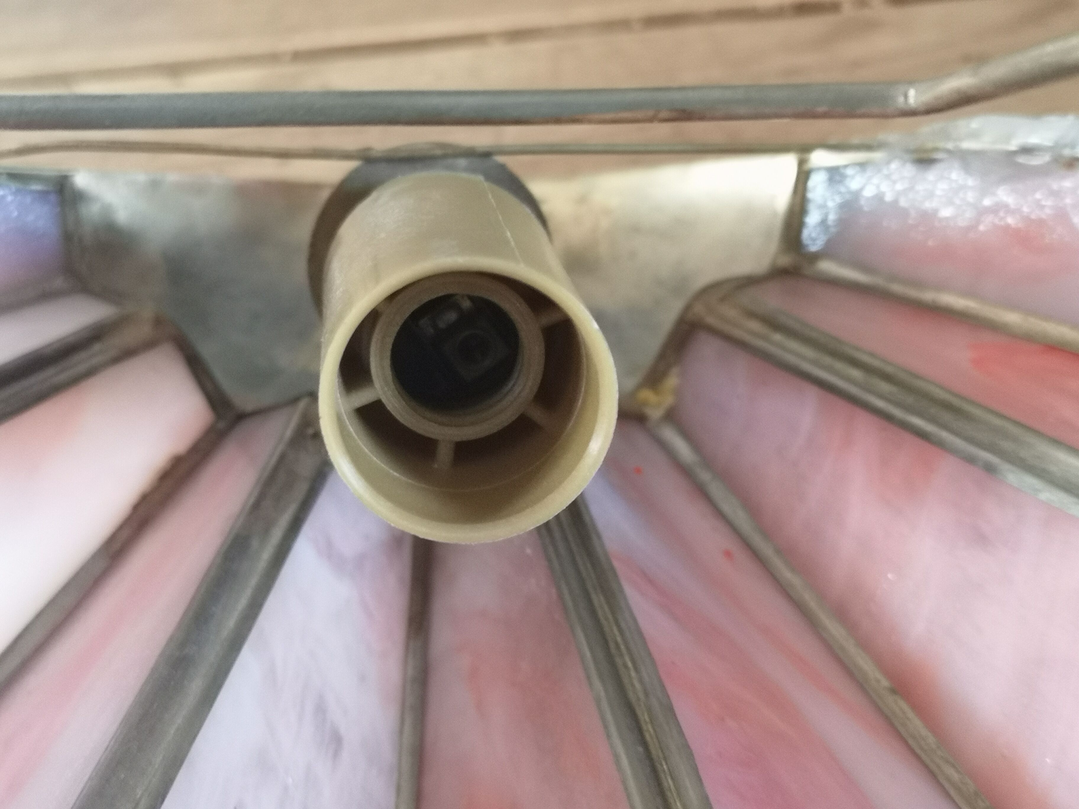 Pair of art deco fan wall light in brass and glass paste