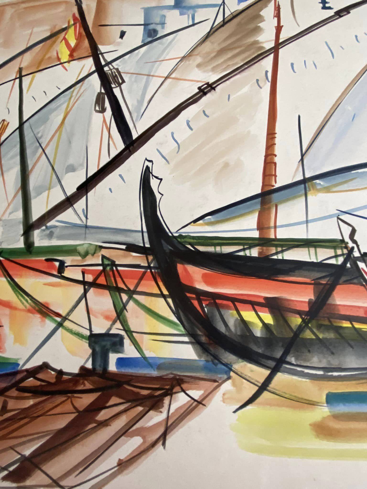 Watercolor/drawing on thick paper signed abadie