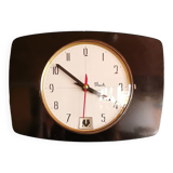 Vintage formica clock rectangular silent wall pendulum "Black transistor flash"