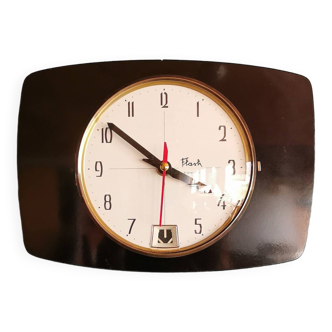 Horloge formica vintage pendule murale silencieuse rectangulaire "Flash transistor noir"