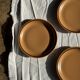 11 assiettes à dessert en grès liseré brun Sarreguemines