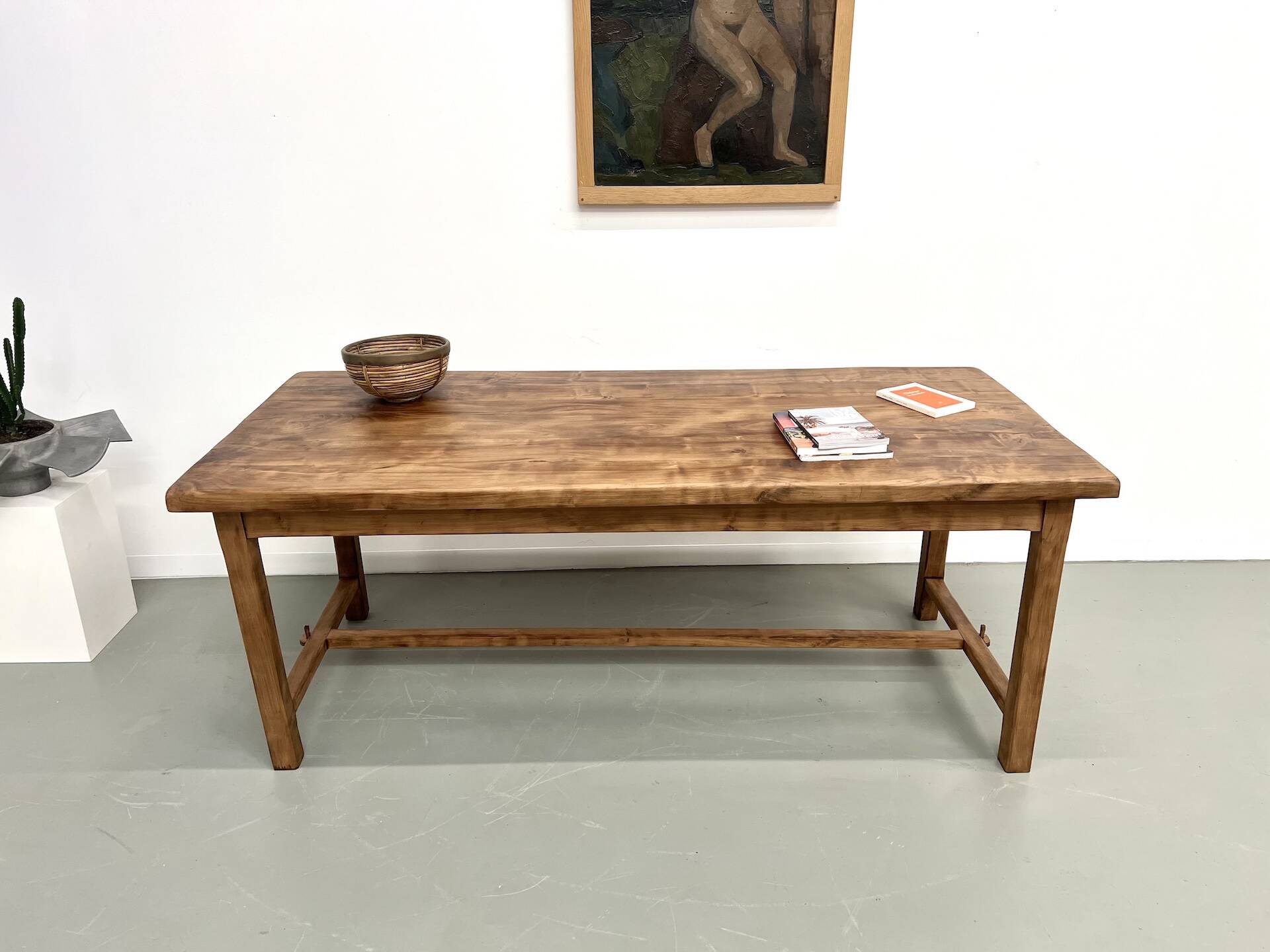 Antique farmhouse table in solid cherry wood