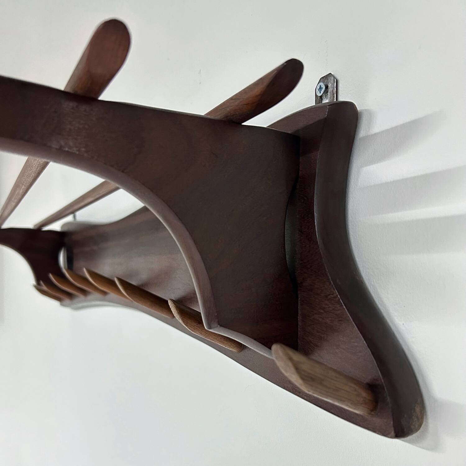 Vintage Wall Coat Rack of Solid Teak , 1960s | Two-tone Wood