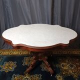 Violin table in mahogany and marble, 19th century