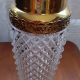 Sheker en cristal pointes de diamant et laiton art déco