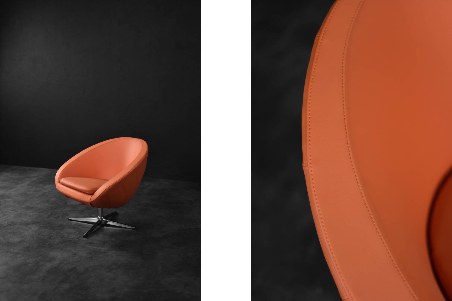Vintage Mid-Century Scandinavian Modern Space Age Orange Swivel Armchair