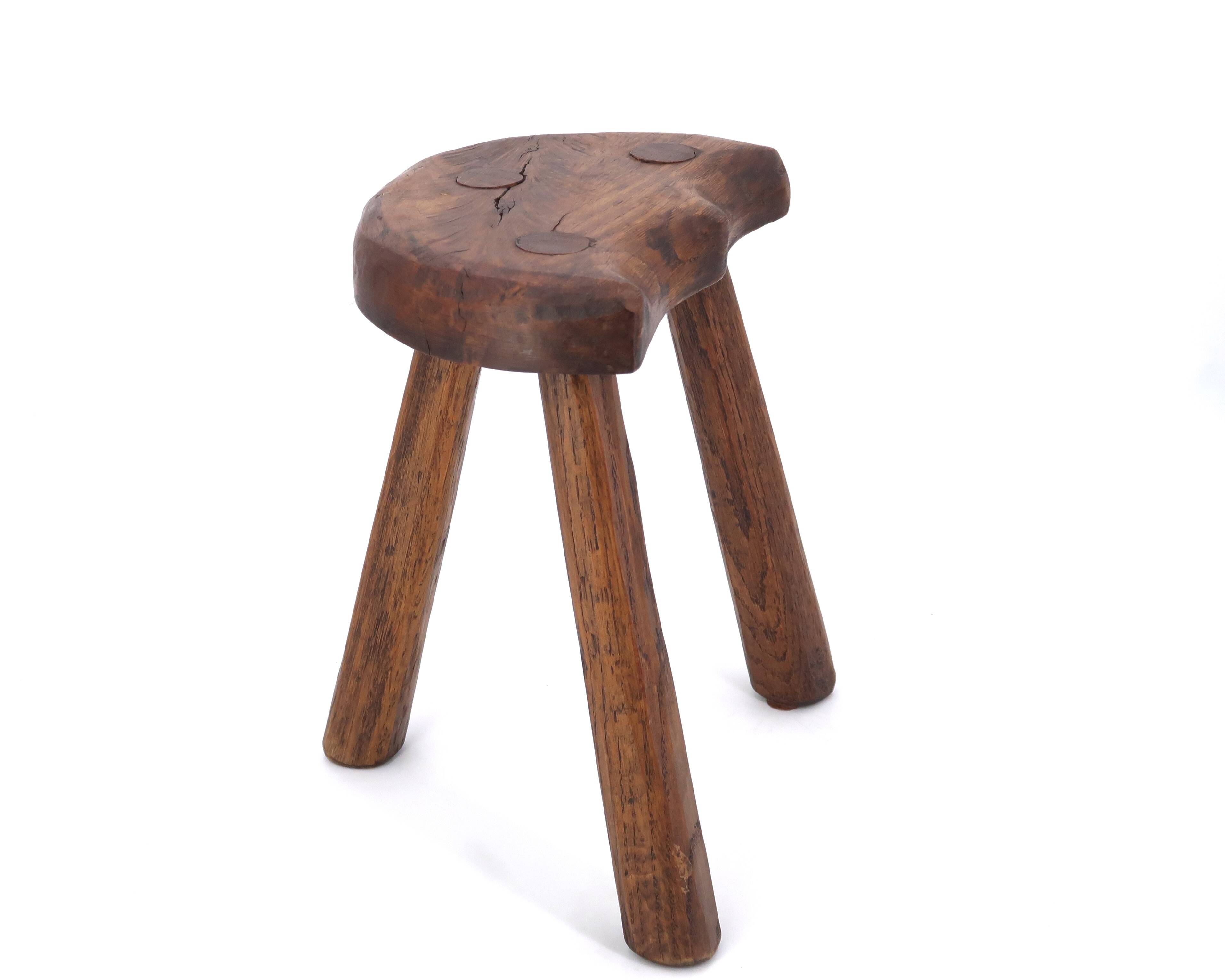 Wooden tripod stool, mountain folk art, 1950s
