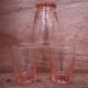 Lot of 3 old light pink water glasses from the 1950s
