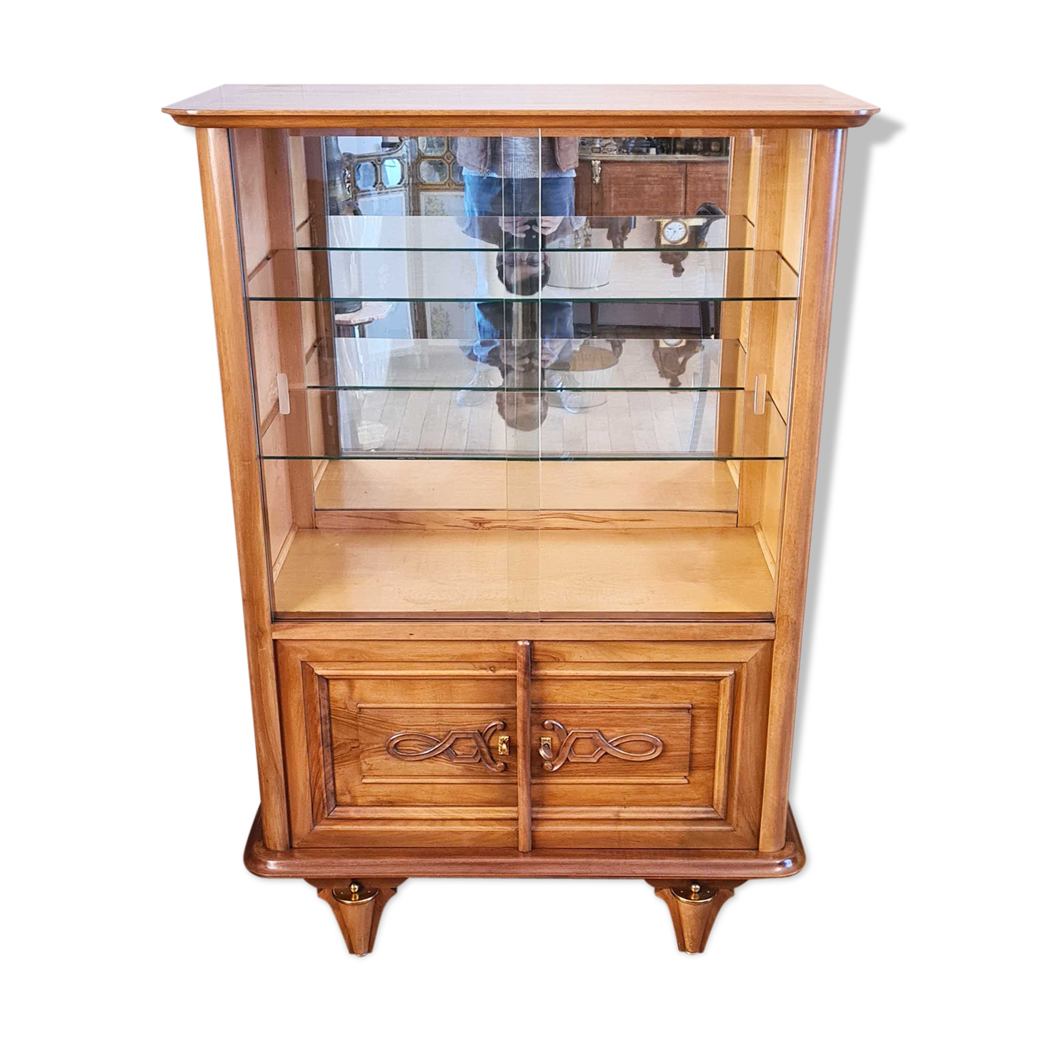 Art Deco walnut glass display case 1930-1940